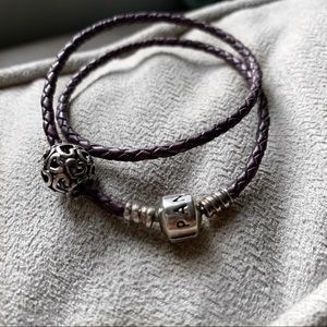 Pandora Double Braided Charm Bracelet WITH Charm